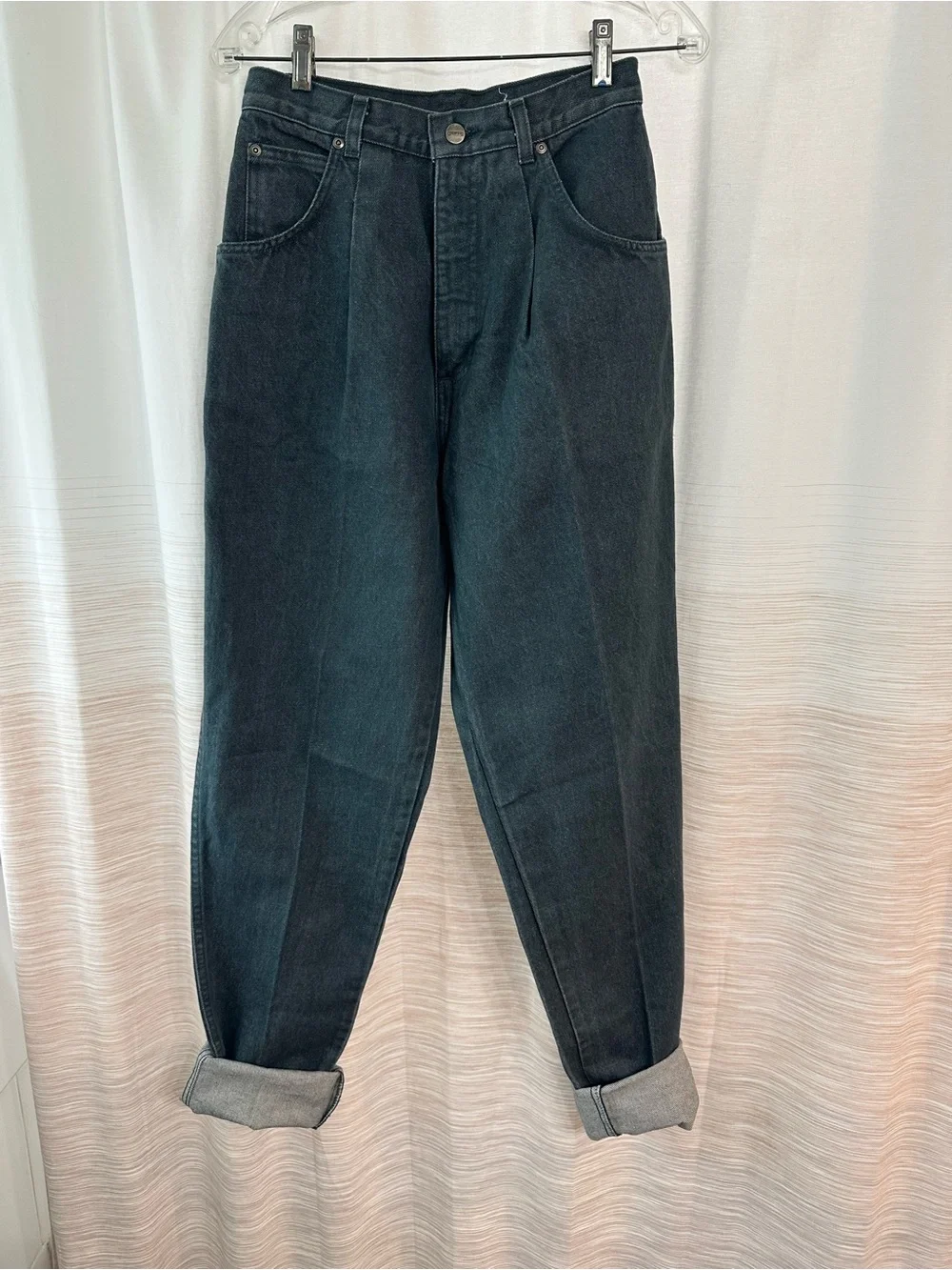 NWT Vintage High Waist 100% Cotton Dark Teal Jeans Size 10
